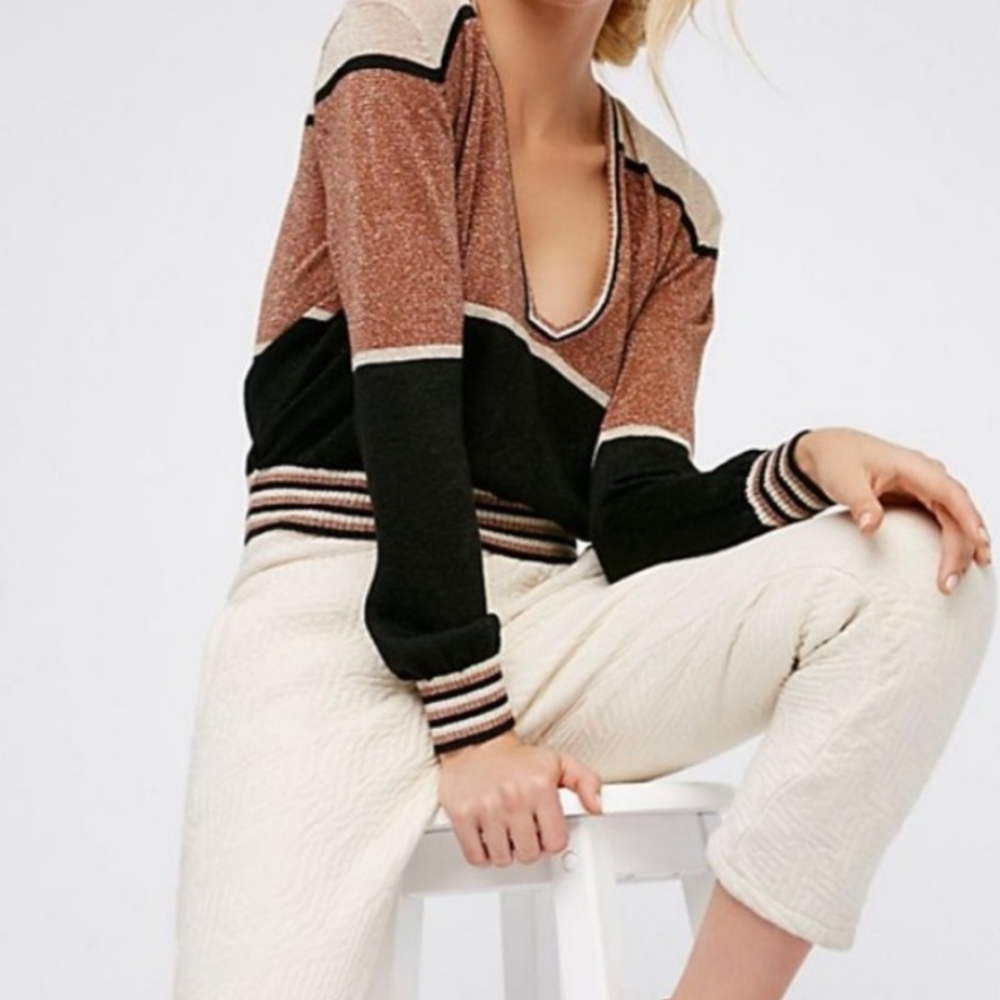 Free People Gold Dust Pullover Sweater - Picture 2 of 12